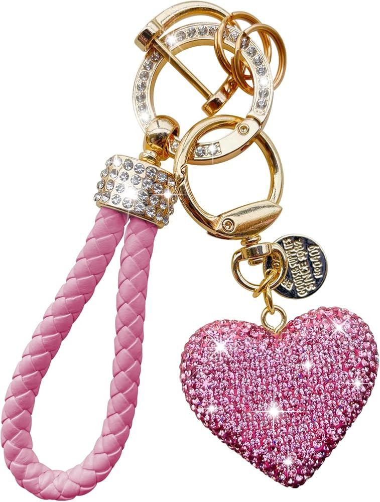 Crystal Keychain for Women with Sparkly Rhinestones Heart Shape, Pretty Key Chains for Women Girl... | Amazon (US)