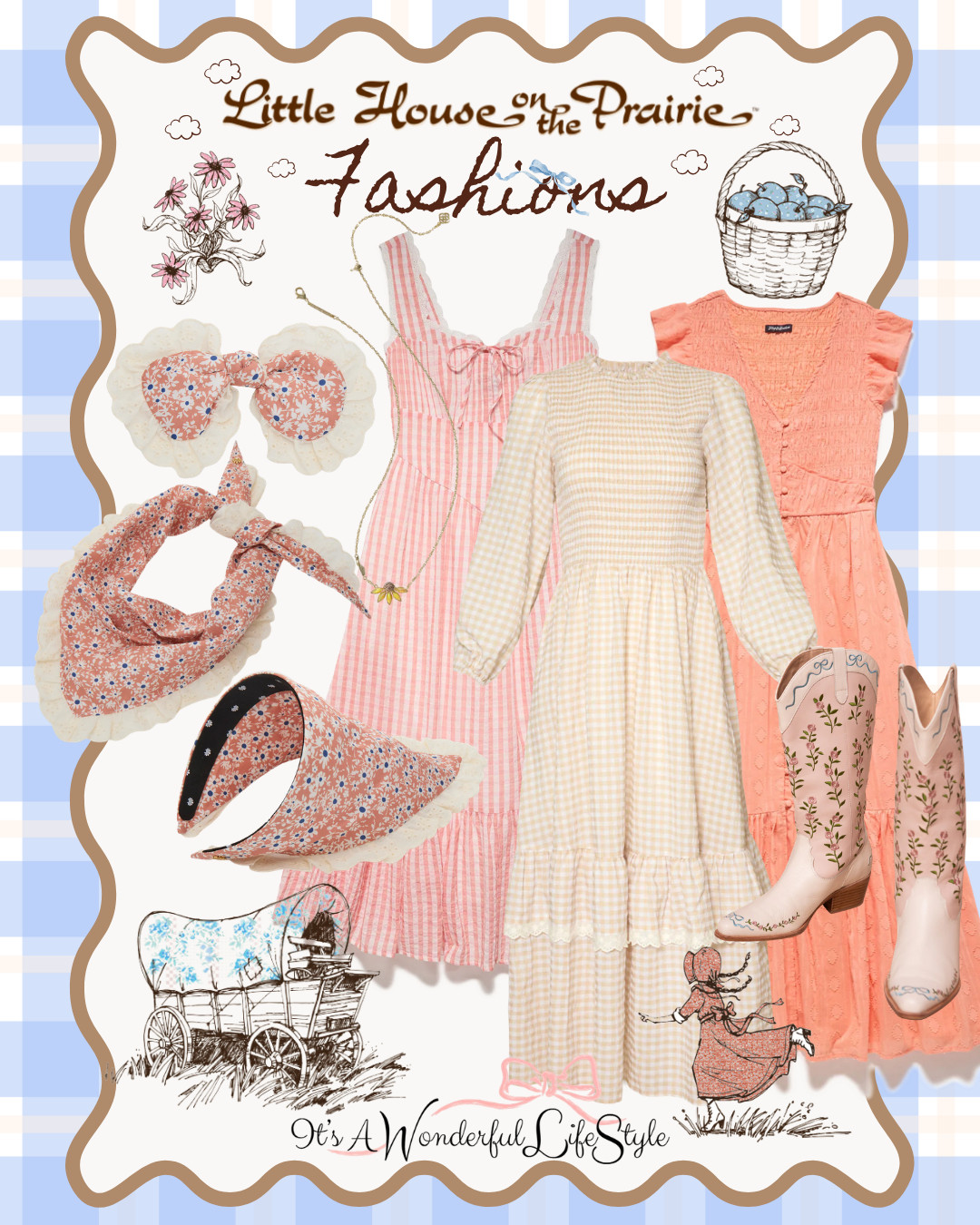 I think Laura Ingalls would approve! 🤎 These sweet ginghams, soft prairie florals, ruffles, bows, and embroidered boots have me ready to run through the fields of Walnut Grove.

Prairie style is having a moment, and I am loving every bit of this sweet, feminine, old-fashioned country girl charm! 🌼

“Look at the country girl…”

Shop all my Little House on the Prairie inspired fashion finds on LTK! 🛍️✨

“She is clothed with strength and dignity.” — Proverbs 31:25

Clip Art Image Credit: Lele Sadoughi

#LittleHouseOnThePrairie #LauraIngalls #PrairieFashion #CountryGirlStyle #PrairieStyle #LTKFinds #FaithAndFashion 

 