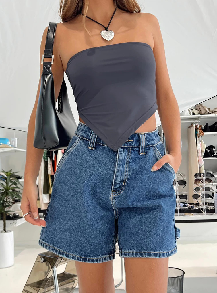 Lou Carpenter Denim Shorts Mid Wash | Princess Polly AU
