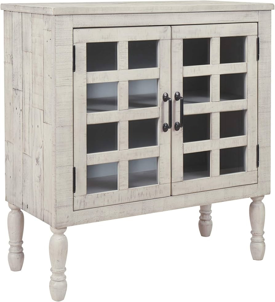 Signature Design by Ashley Falkgate Cottage Farmhouse Accent Cabinet, White | Amazon (US)