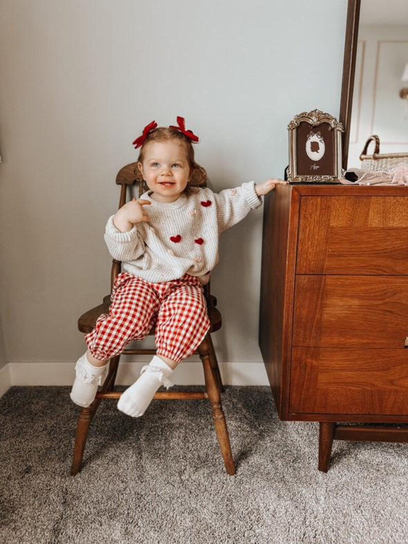 Heart Hand Embroidered Oversized Sweater, Valentine Sweater, Kids Sweater, Baby Sweater, Knitted ... | Etsy (US)