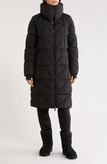 BCBGeneration Longline Water Resistant Puffer Jacket in Black at Nordstrom Rack, Size Large | Nordstrom Rack