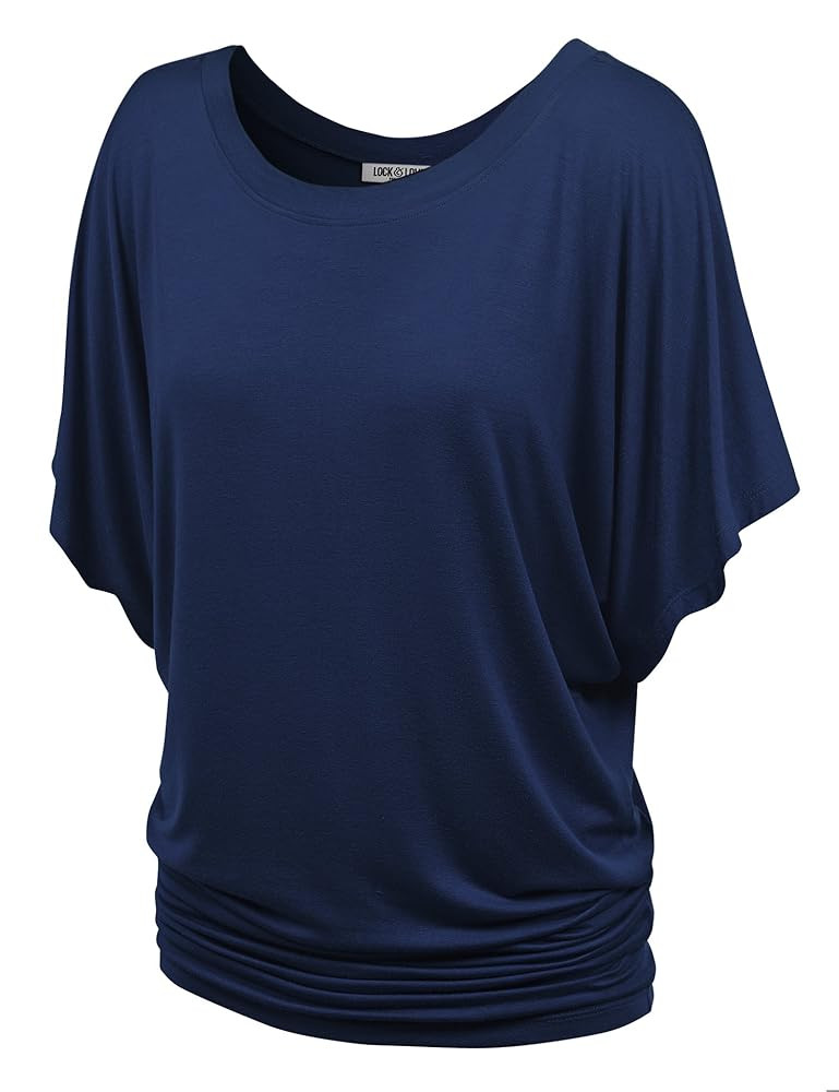 Lock and Love Women's Versatile Casual Short Sleeve Dolman Top – Loose Fit Boat Neck & V-Neck T... | Amazon (US)
