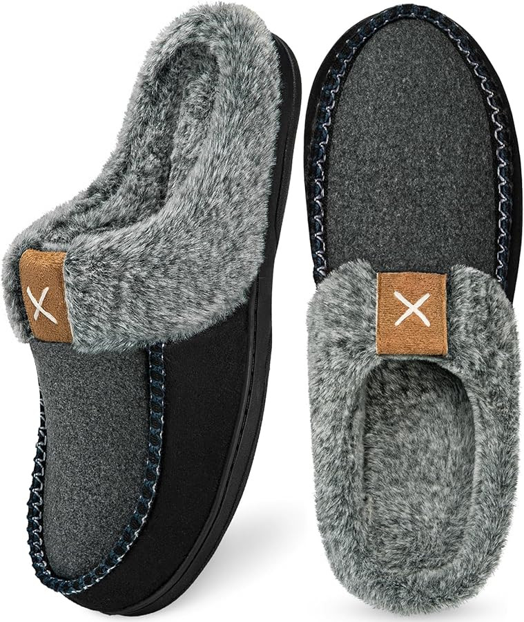 Homitem Mens Slippers Moccasins Memory Foam Fuzzy Slippers for Men Wool-Like Plush Fleece Lined H... | Amazon (US)