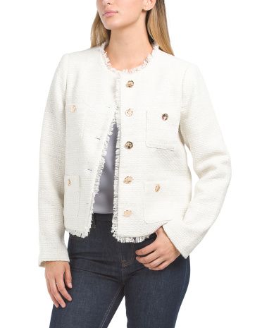 Fitted Boucle Jacket With Gold Button Details | TJ Maxx