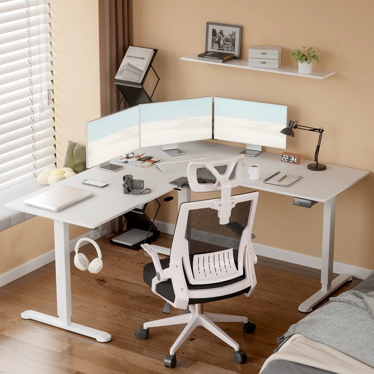 Devoko 63" L Shaped Home Office Height Adjustable Electric Standing Desk & Reviews | Wayfair | Wayfair North America