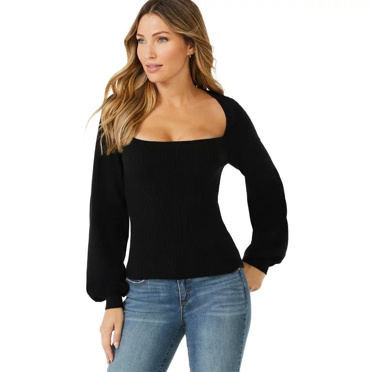 Sofia Jeans by Sofia Vergara Women's Square Neck Sweater | Walmart (US)