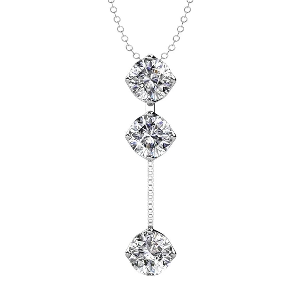 Cate & Chloe Sloane 18k White Gold Plated Drop Pendant Y Necklace with Swarovski Crystals for Wom... | Walmart (US)