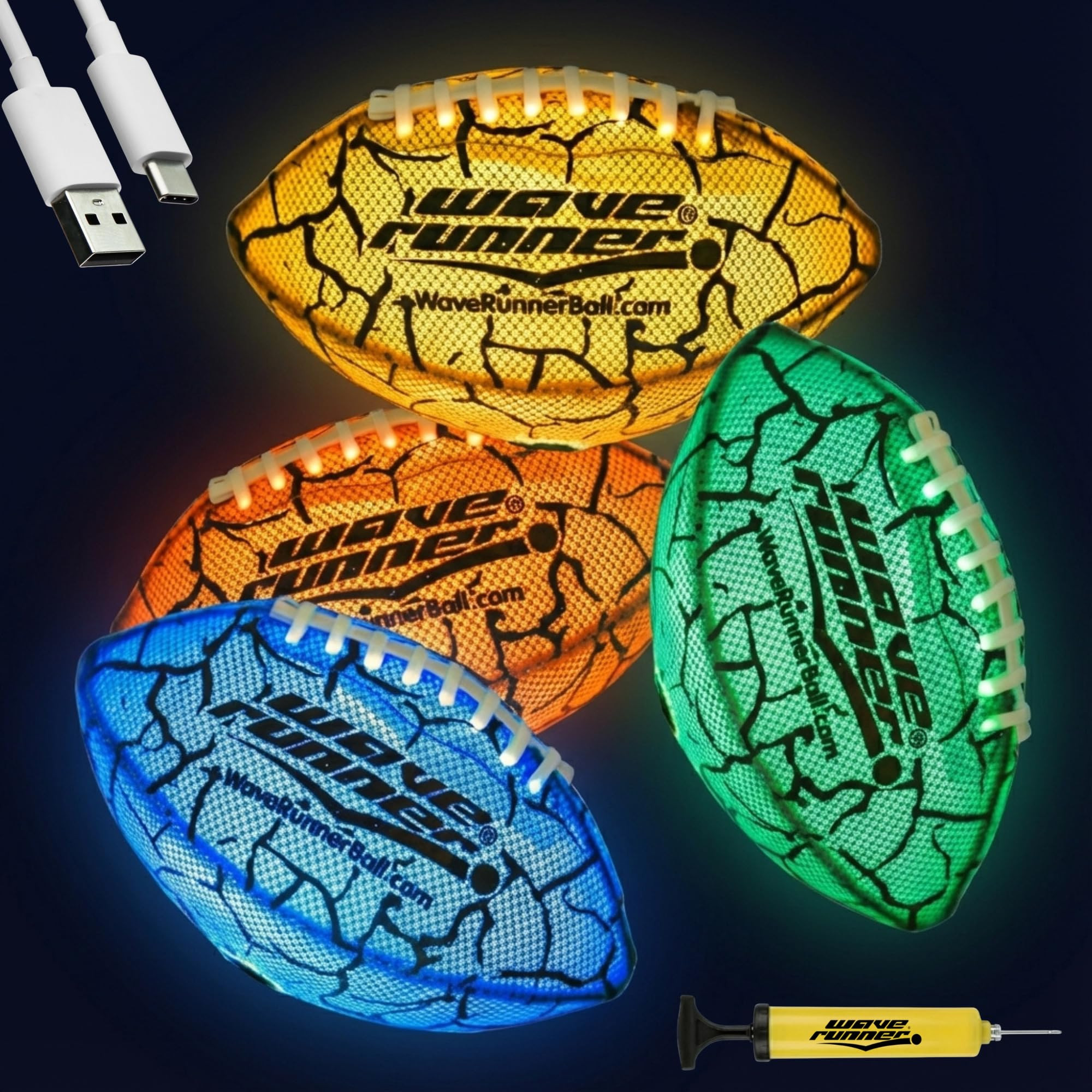 Wave Runner Glow in The Dark LED Football - Junior Size Waterproof Light Up Football, Type-C Rech... | Amazon (US)