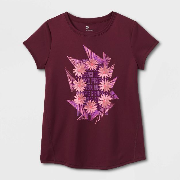 Girls' Short Sleeve 'Fresh Hope' Graphic T-Shirt - All in Motion™ Purple | Target