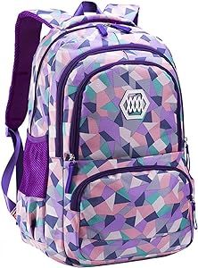 JiaYou Girl Geometric Printed Primary Junior High University School Bag Bookbag Backpack(2# Purpl... | Amazon (US)