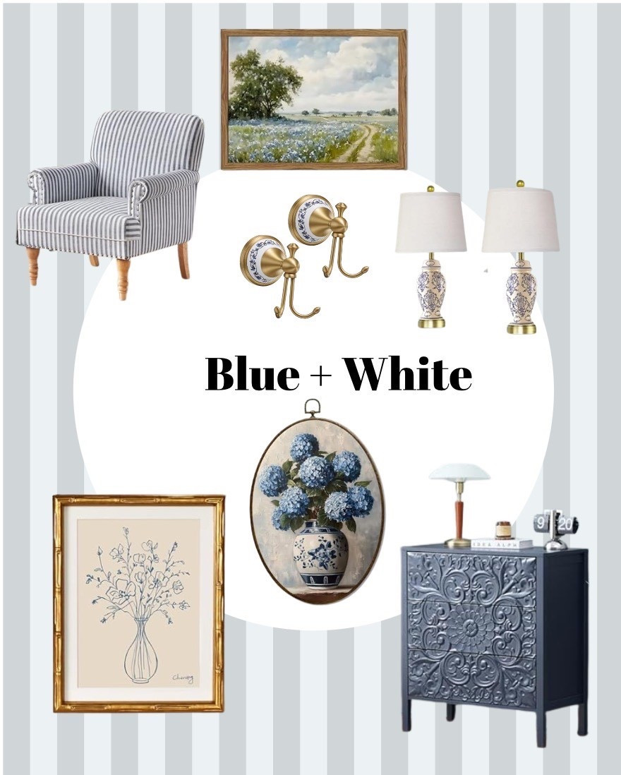 Blue + White will always have my heart. 🤍💙
Timeless, layered, and full of that cozy Southern charm I love — from striped upholstery to chinoiserie lamps and vintage-inspired artwork.

Sharing all the details to create this classic blue and white home look.

#BlueAndWhiteDecor #ChinoiserieStyle #SouthernHomeStyle #ClassicHomeDecor #VintageInspiredHome #CozyHomeVibes #TraditionalWithATwist #LTKhome #HomeStylingIdeas

#LTKsalealert #LTKfamily #LTKhome
