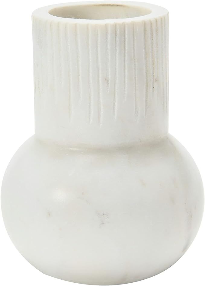 Creative Co-Op Marble Carved Pattern and Tall Neck Vase, White | Amazon (US)