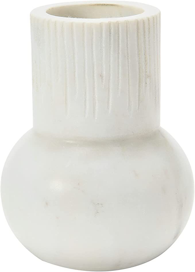 Creative Co-Op Marble Carved Pattern and Tall Neck Vase, White | Amazon (US)