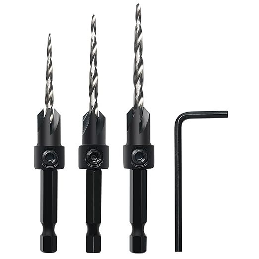 GMTOOLS Countersink Drill Bit Set, 3Pcs Tapered Drill Bits M2 HSS, with 1/4" Hex Shank Quick Chan... | Amazon (US)