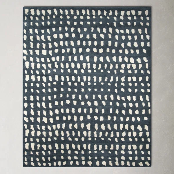 Delmar Handmade Tufted Wool Dark Blue/Ivory Rug | Wayfair North America