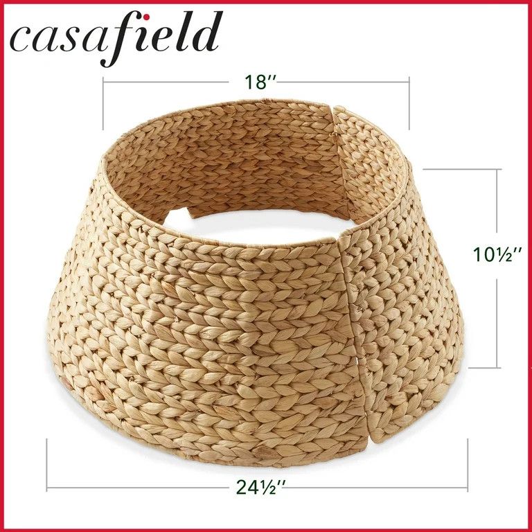 24-Inch Water Hyacinth Christmas Tree Collar, Woven Tree Base Cover with Cord Cut Out, Natural | Walmart (US)