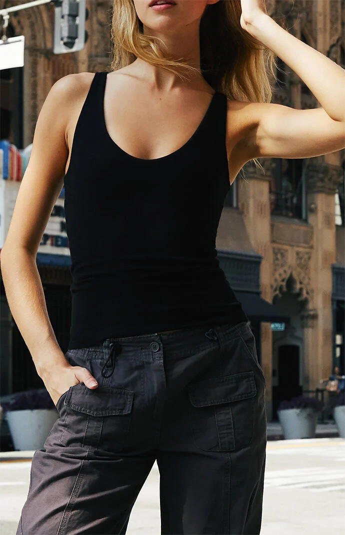 John Galt Women's Black V-Neck Tank Top | PacSun