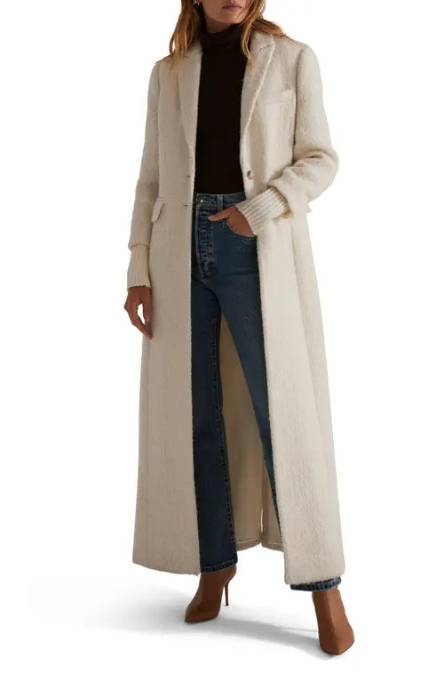 Favorite Daughter The City Longline Wool & Cotton Tweed Coat in White Boucle at Nordstrom, Size Large | Nordstrom