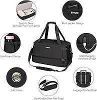 Gym Bag for Women, Sports Travel Duffel Bag with USB Charging Port, Weekender Overnight Bag with ... | Amazon (US)