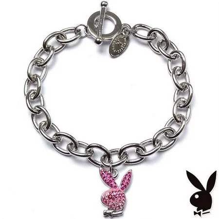 Playboy Bracelet Pink Enamel Bunny Charm Swarovski Crystals Toggle Playmate RARE | Walmart (US)