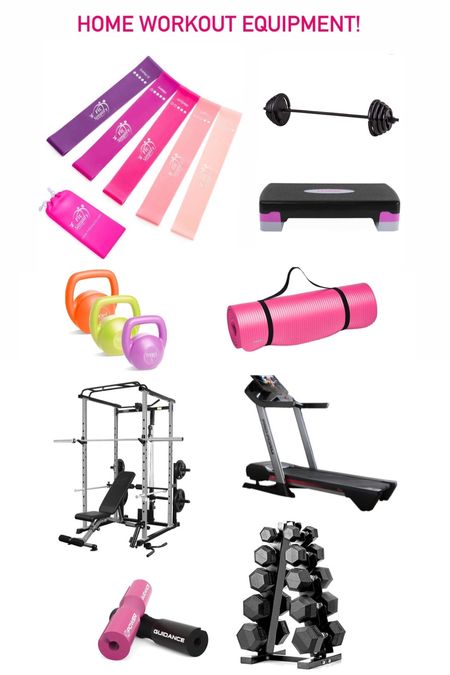 Home workout equipment! 
Treadmill we have and love it!
Dumbbells 
Resistance bands 
Yoga mat


#LTKfit #LTKhome #LTKFind