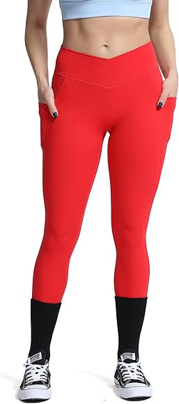 Aoxjox Trinity High Waisted Yoga Pants with Pockets for Women Tummy Control Cross-Waist Crossover... | Amazon (US)