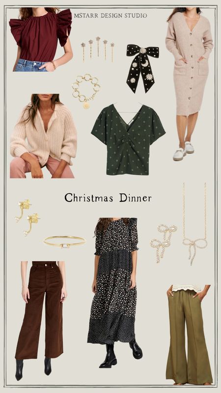 Easy going but beautiful Christmas Dinner fashion. 

Holiday outfits, holiday party, Christmas fashion, holiday jewellery, 

#LTKHoliday #LTKbeauty #LTKstyletip