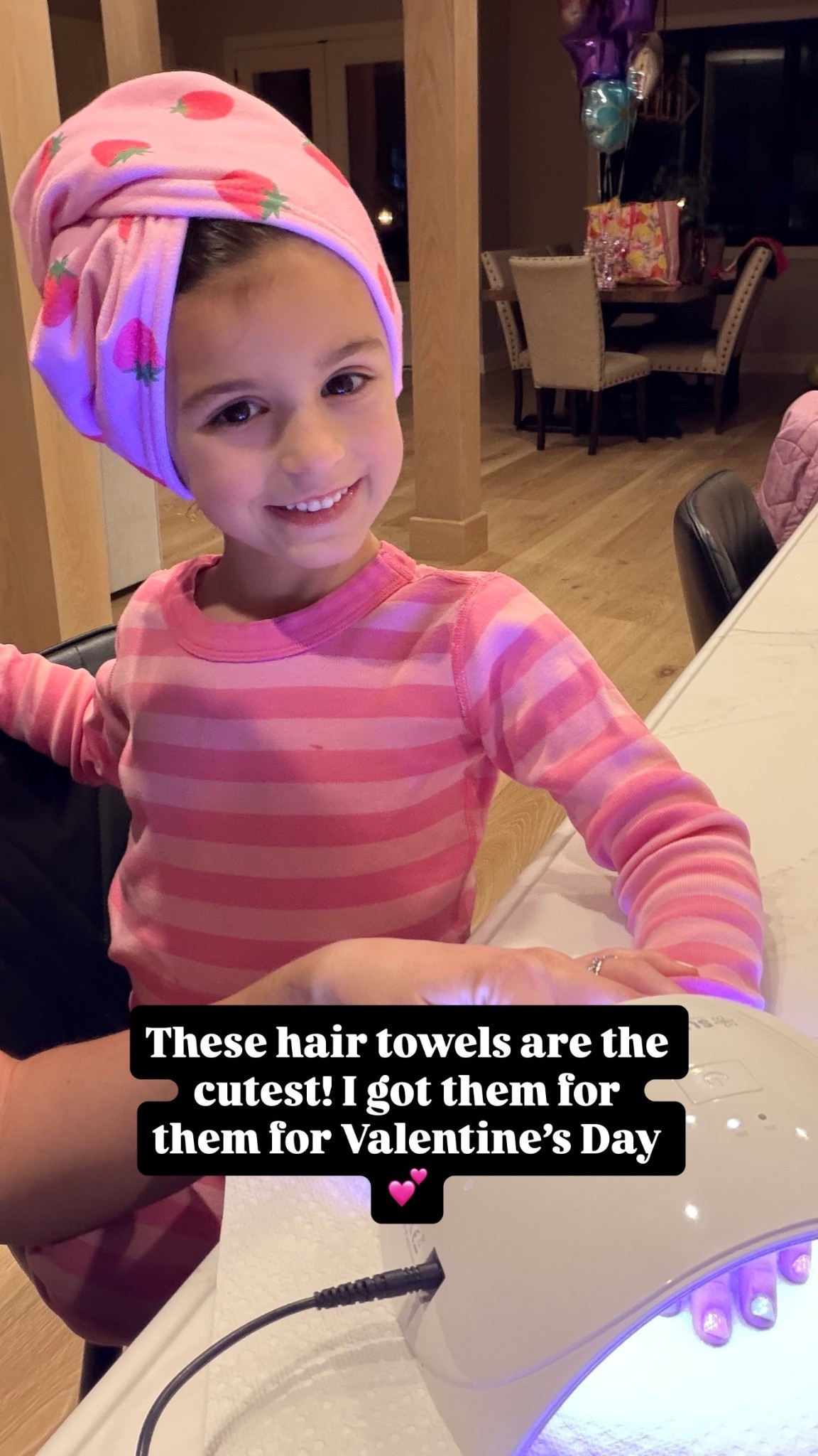 These hair towels are the cutest! I got them for them for Valentine’s Day 💕