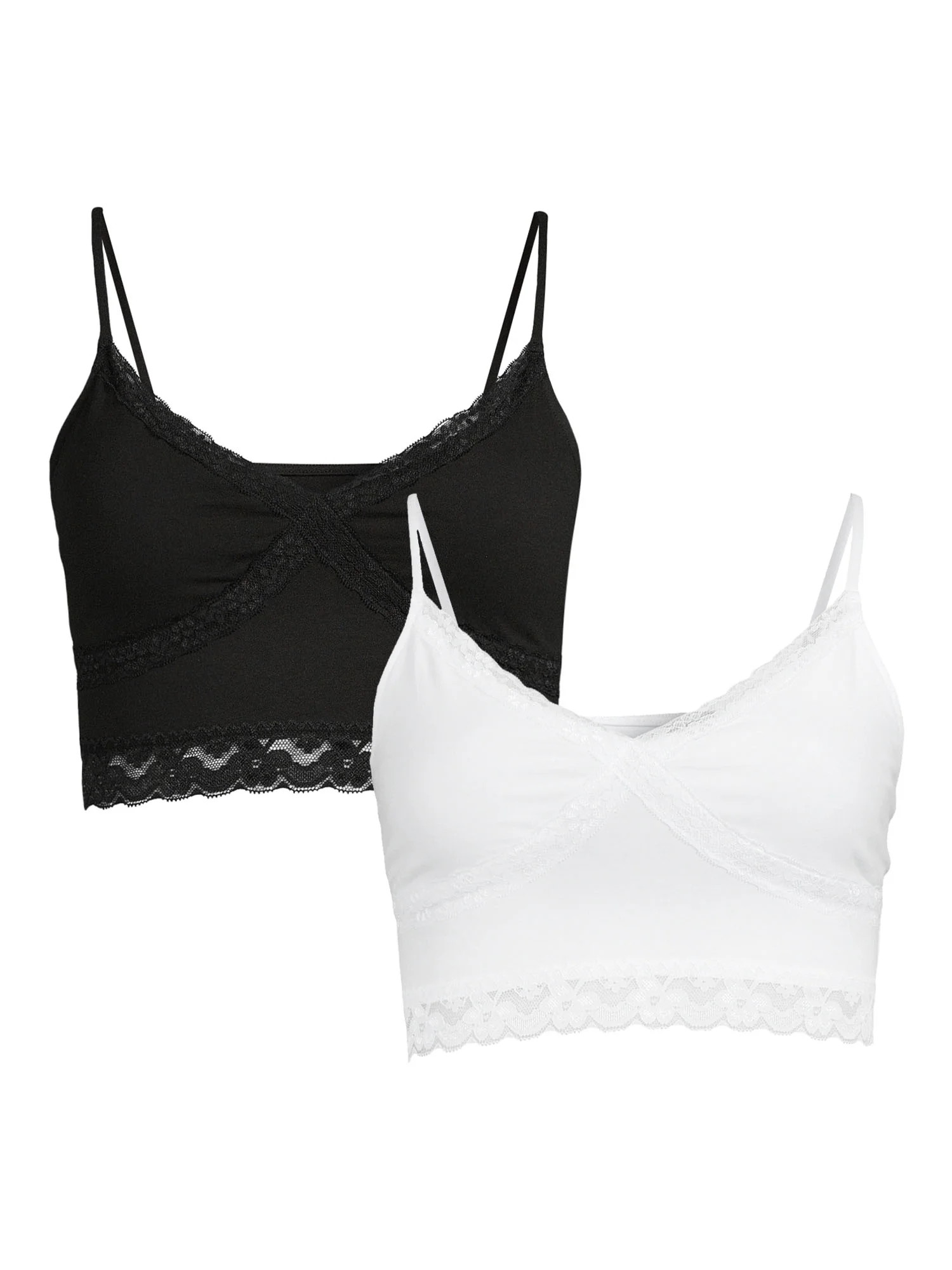 No Boundaries Juniors' Lace Trim Brami, 2 Pack | Walmart (US)