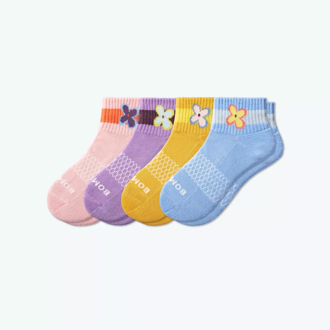 Toddler Floral Gripper Calf Sock 4-Pack - ShopperBoard