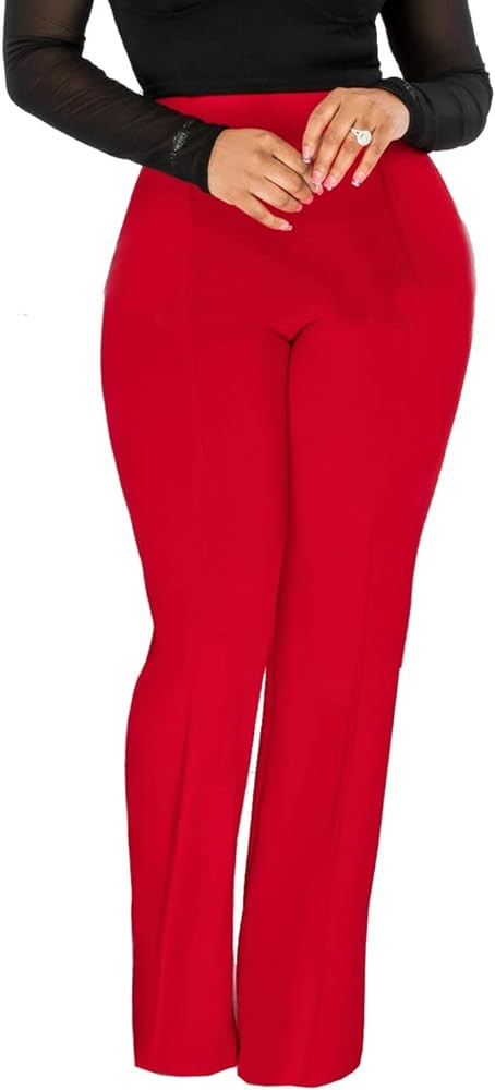 Hoefirm Work Pants for Women Business Casual Stretch Tall Straight Leg Slacks High Waisted Yoga D... | Amazon (US)