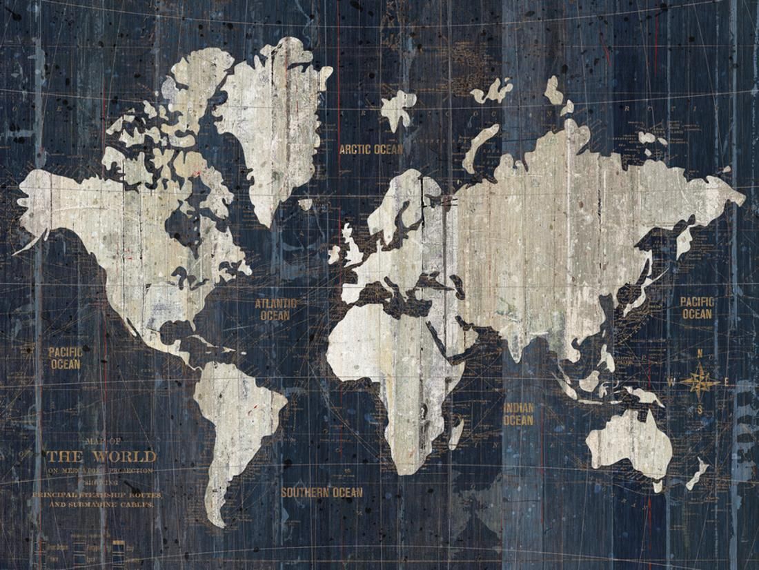 Old World Map Blue v2 Indigo Abstract Travel Art Print Wall Art By Wild Apple Portfolio | Walmart (US)