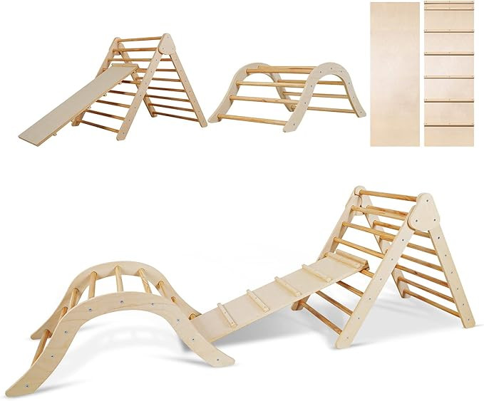 4 in 1 Foldable Pikler Triangle Set, Pikler Triangle Climber, Climbing Toys for Toddlers 1-3, Mon... | Amazon (US)