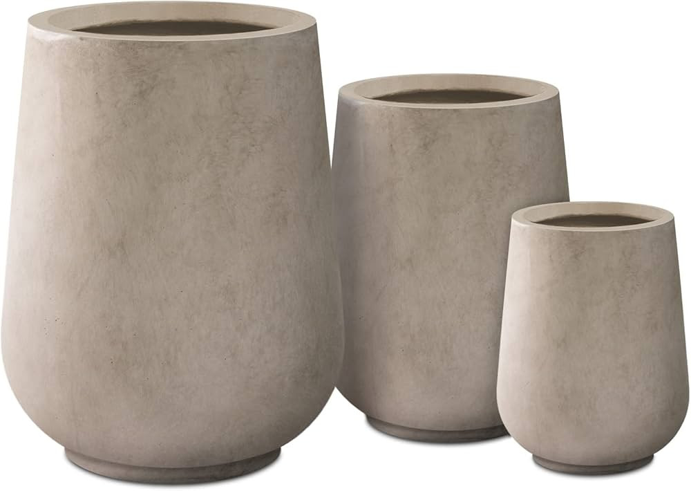 Kante 26.5", 20" and 13.1" H Round Weathered Concrete Tall Planters (Set of 3), Indoor Large Plan... | Amazon (US)