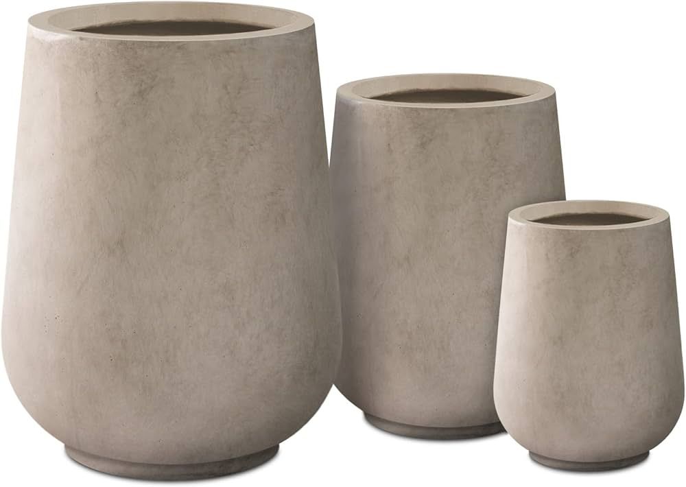 Kante 28",21",14" H Round Weathered Concrete Tall Planters (Set of 3), Indoor Large Planter Pots ... | Amazon (US)