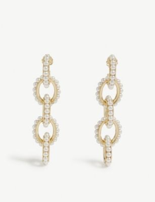 Mondello 24ct yellow-gold vermeil, sterling silver and Swarovski pearl earrings | Selfridges