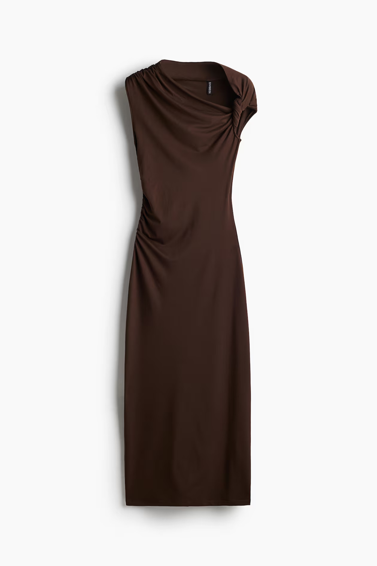 Vestido de un hombro con detalle girado - Marrón oscuro - MUJER | H&M ES | H&M (FR, IT, ES, PT, BE)