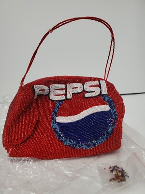 Vtg Rare Red Pepsi HAND BEADED small purse BRAND NEW W/ SPARE BEADS  | eBay | eBay US