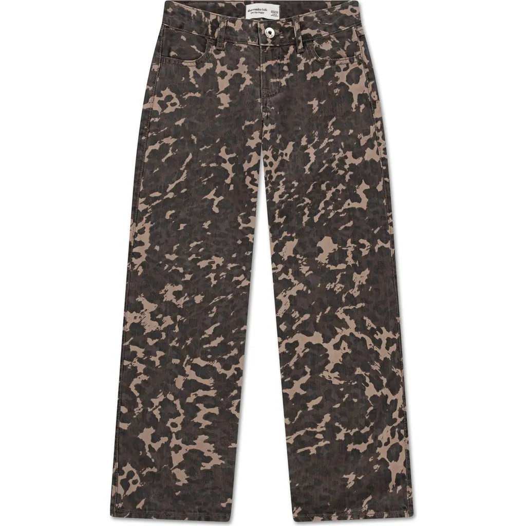 abercrombie kids Kids' Print Low Rise Baggy Jeans in Brown at Nordstrom, Size 5-6 | Nordstrom