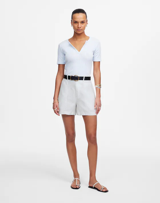 Pintucked Shorts in 100% Linen | Madewell