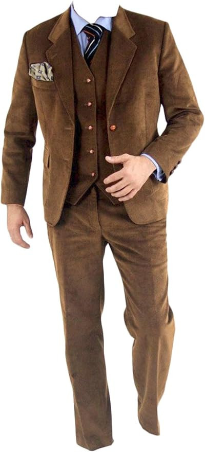 Wemaliyzd Men's Vintage 3 Pieces Corduroy Suit Winter Jackte Coat Single Breated Vest Pants | Amazon (US)