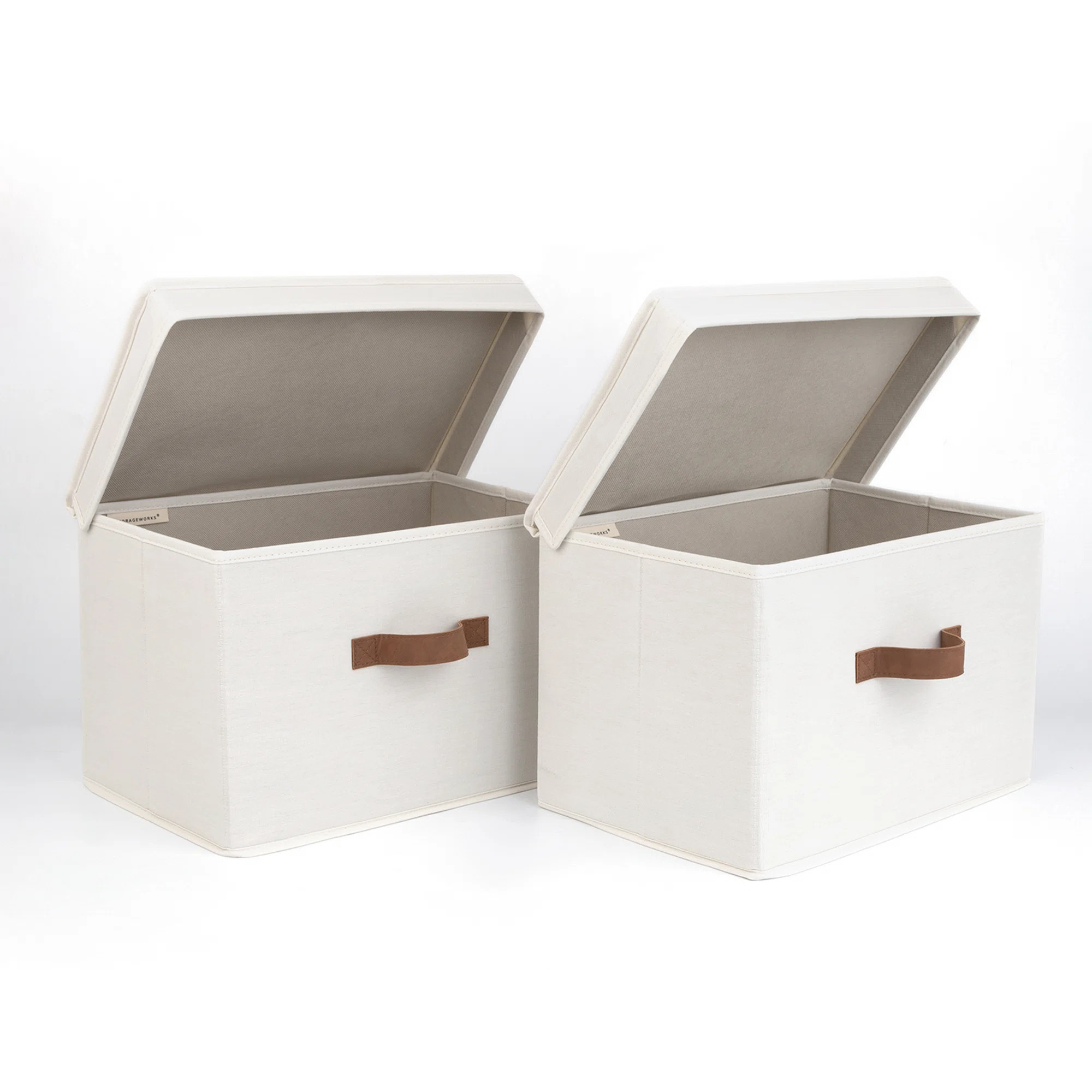 Collapsible Fabric Storage Bin with Lid and Handle (Set of 2) | Wayfair North America