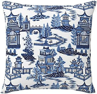 Chinese Style Blue and White Porcelain Print Throw Pillow Case Square Color Pillowcase Fashion Li... | Amazon (US)