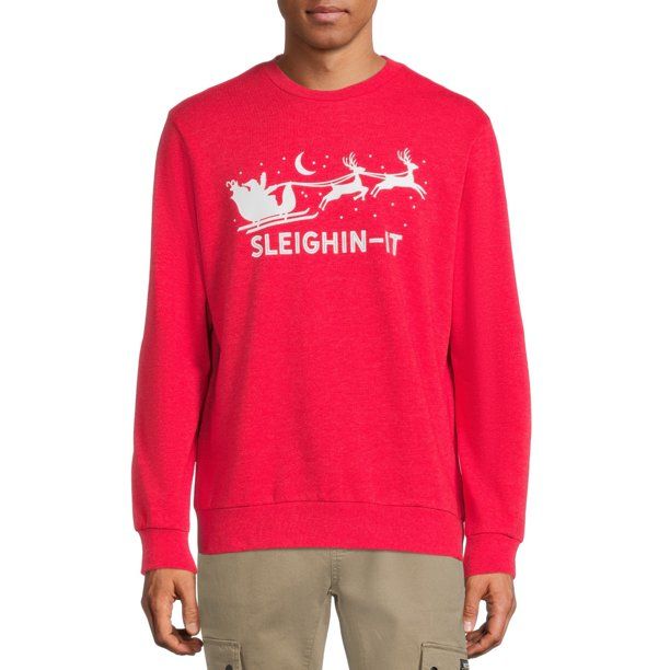 Holiday Time Men’s Sleighin-It Fleece Sweatshirt - Walmart.com | Walmart (US)