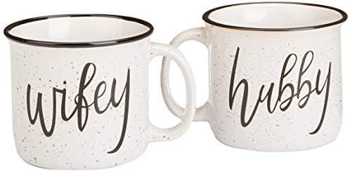 Cam n Honey Farmhouse Hubby and Wifey Funny Campfire Couples Coffee Mug Set | 14oz Ceramic Mugs |... | Amazon (US)