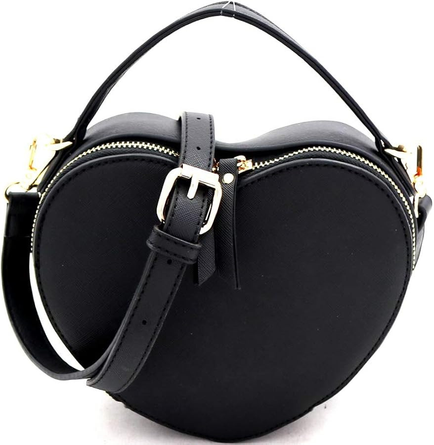 Trendeology Cute Heart Shape Girls Womens Vegan Leather Small Handle Satchel Crossbody Purse | Amazon (US)