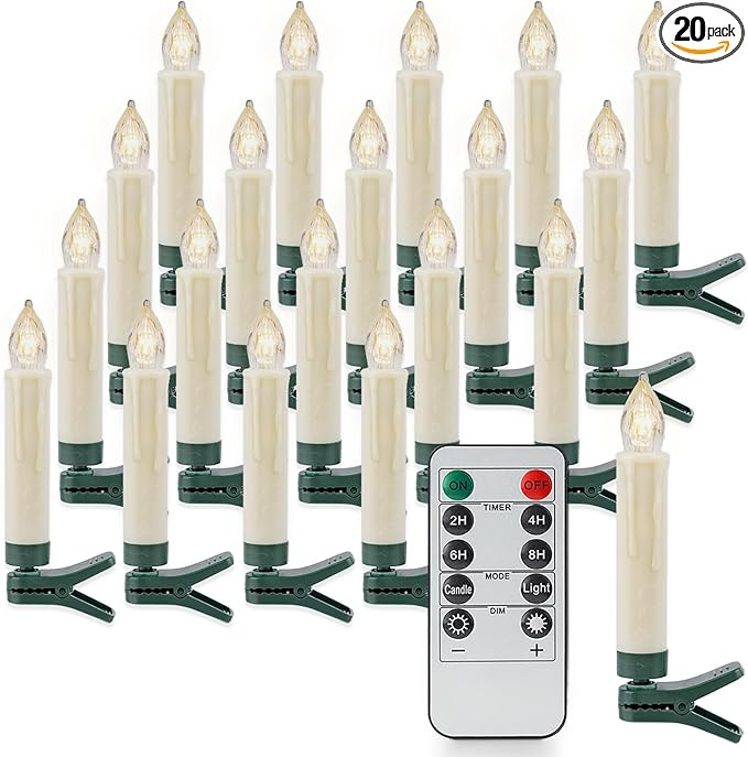 Rhytsing Set of 20 Clip On Candles for Christmas Tree with Remote, Battery Operated LED Candle Li... | Amazon (US)