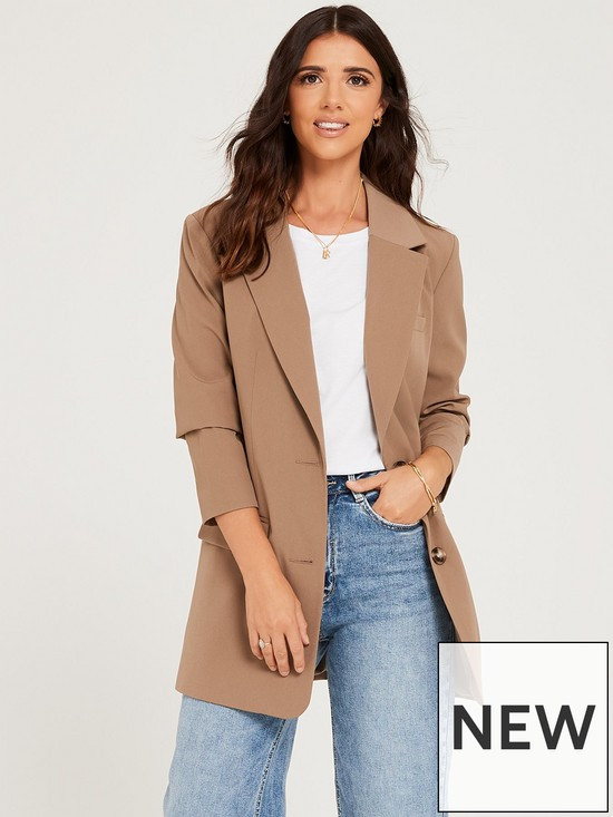 Lucy Mecklenburgh Oversized Blazer - Camel | Very (UK)