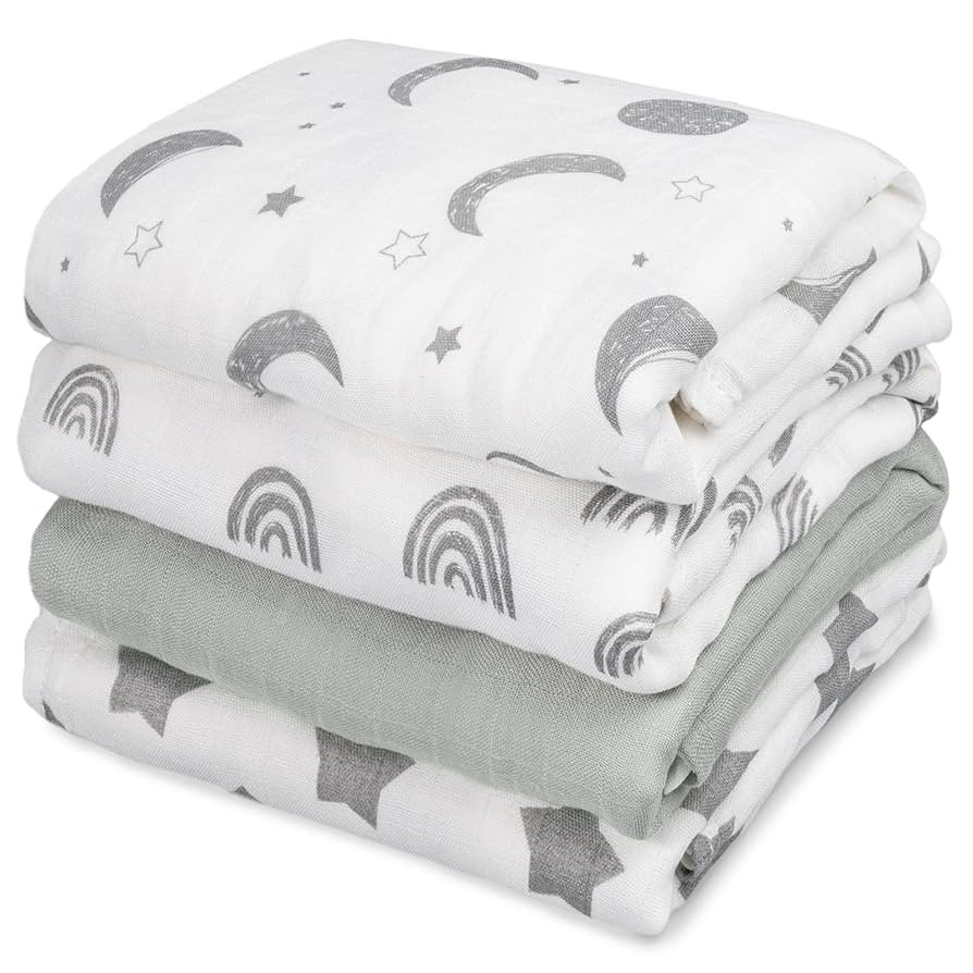 GLLQUEN BABY Muslin Swaddle Blankets 4-Pack Breathable Receiving Blankets (35" x 40") Soft Baby B... | Amazon (US)
